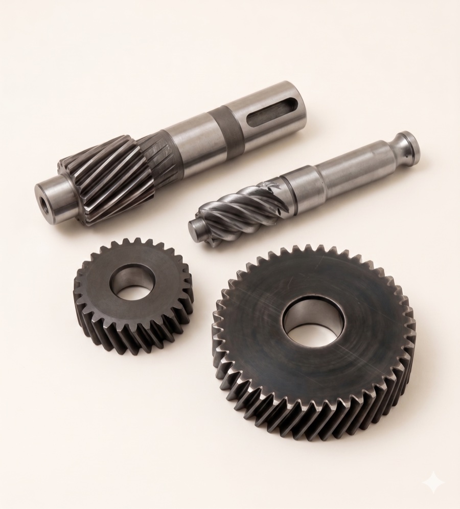 Helical gears and pinions manufactured by CVM Precision Products.